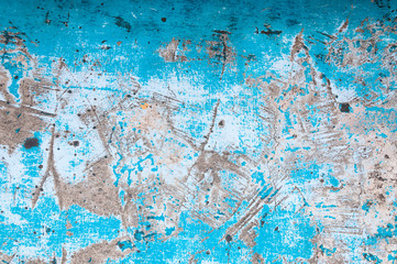 old peeling paint on old blue concrete wall background,Grunge blue wall background or texture