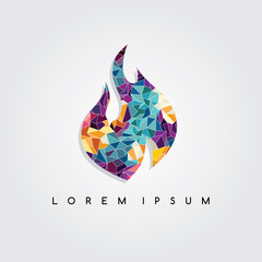 Obraz premium Abstract fire flame logo colorful triangle geometrical