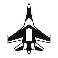 Jet fighter plane icon. Simple illustration of jet fighter plane vector icon for web
