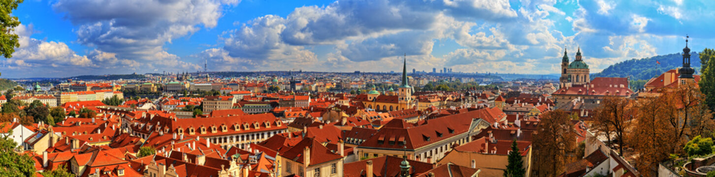 Panorama of Prague on a sunny day. HDR - high dynamic range