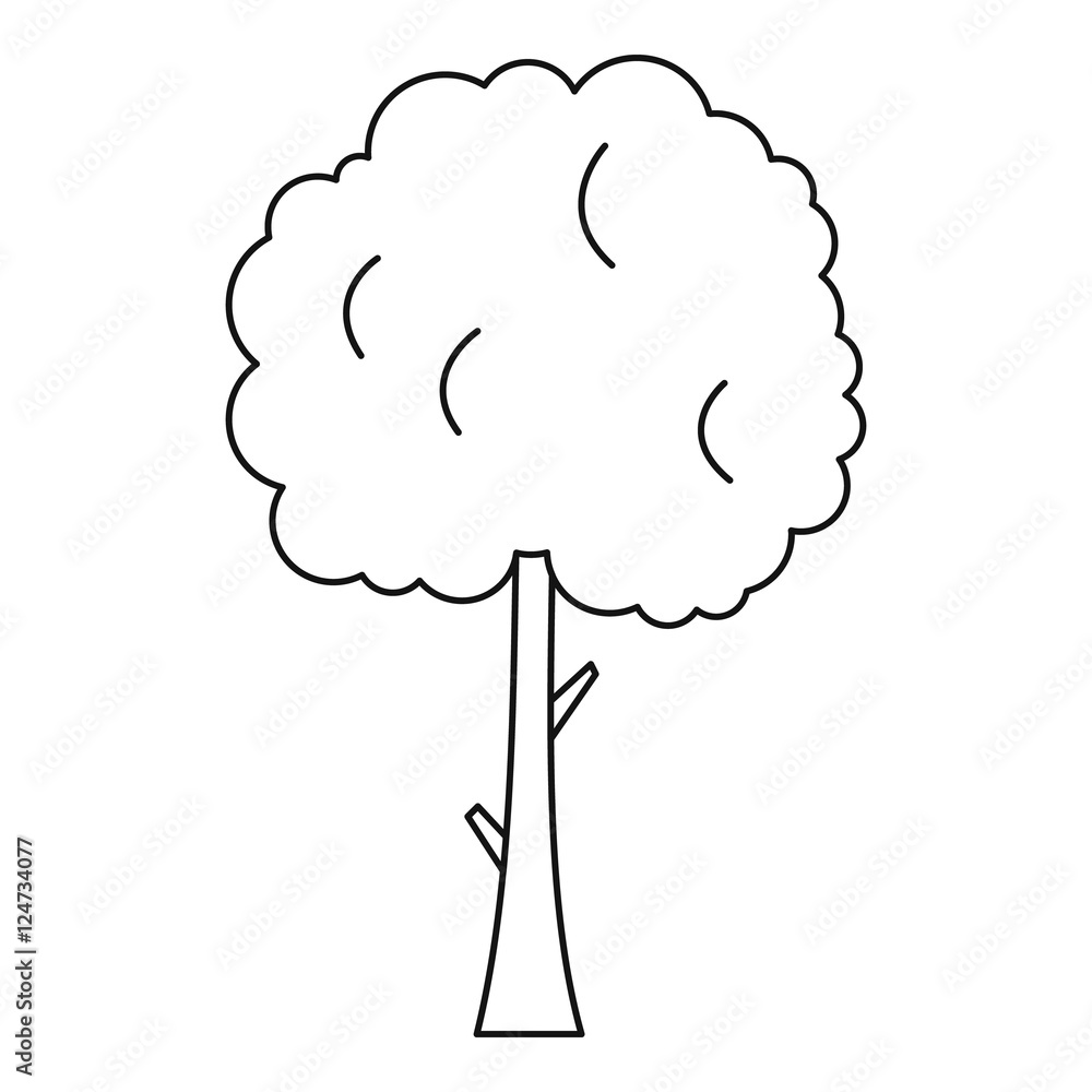 Poster tree with spherical crown icon. outline illustration of tree with spherical crown with a rounded cro