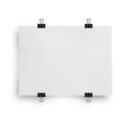 White empty paper with clips