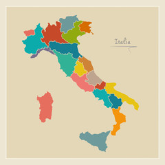 Italy map artwork color illustration