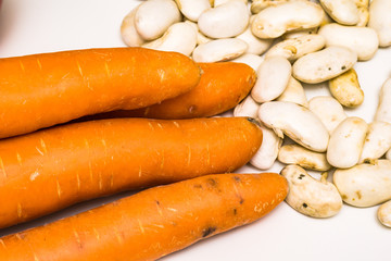 Local autumn vegetables on a white table