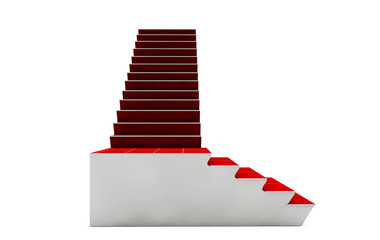 Staircase with red carpet isolated on white background. 3d rende