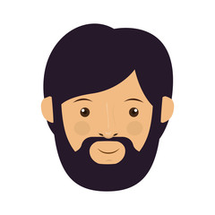 cartoon bearded man smiling with hipster style over white background. vector illustration