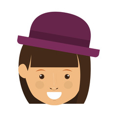 cartoon woman face smiling with hipster style over white background. vector illustration