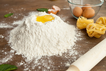 Close up view of cooking dough.