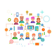 Concepts of word team. Flat design banner for website and mobile website, easy to use and highly customizable. Vector