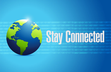 stay connected binary globe sign