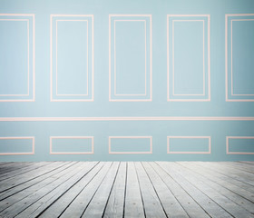 room interior with wooden floor and cement  wall