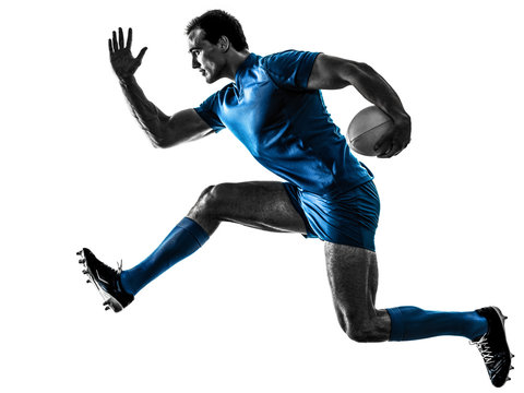 rugby man player silhouette isolated - Powered by Adobe