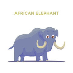 Cartoon African Elephant on White background. Vector