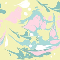 Seamless pattern with colored spots. Ebru art.