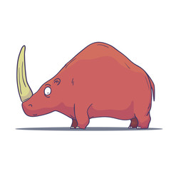 Cartoon Prehistoric Rhino illustration isolated on white background. Vector