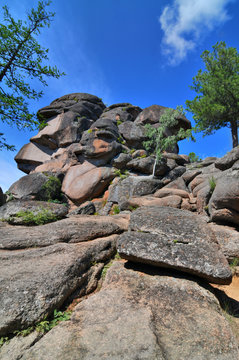 Rock formations in the Stolby reserve in of vicinities of Krasnoyarsk
