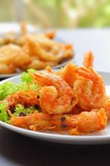 Prawn fried with tempura flour.