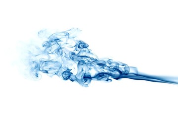 Abstract blue smoke waves isolated on white