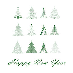 Christmas trees set