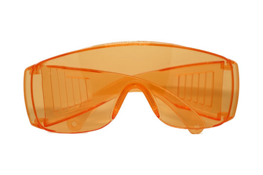 Orange Plastic Safety/Fashion Glasses isolate on white background.
