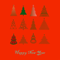 Christmas trees red set