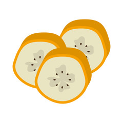 slices of banana fruit icon over white background. healthy and natural food design. vector illustration