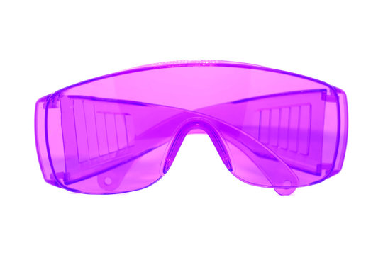 Purple Plastic Safety/Fashion Glasses isolate on white background.
