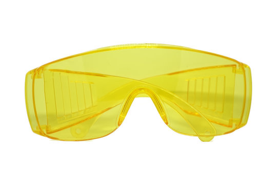 Yellow Plastic Safety/Fashion Glasses isolate on white background.