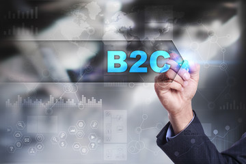 Business is drawing on virtual screen. b2c concept.