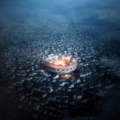 the stadium in city , 3d rendering