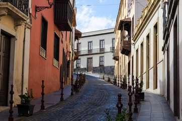 Traditional colored houses in the old town of Orotava, Tenerife, Canary Islands, Spain.