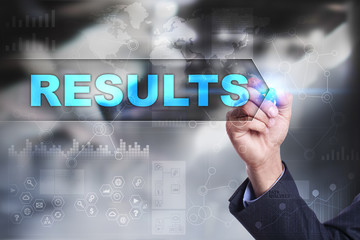 Business is drawing on virtual screen. results concept.