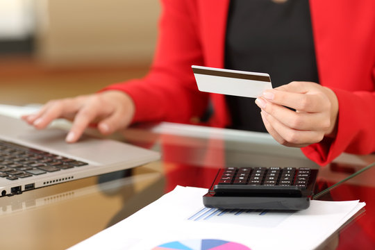 Businesswoman buying online with credit card
