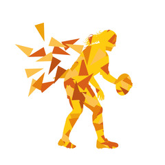 Female rugby player woman abstract vector background made of pol