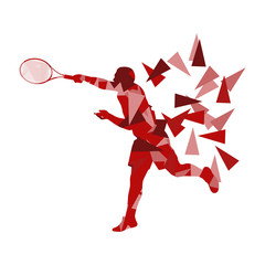 Tennis player man abstract illustration made of polygon fragment