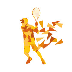 Tennis player man abstract illustration made of polygon fragment