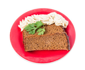 Rye bread with minced pork fat.