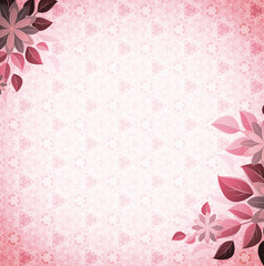 Vintage vignette with flower corners, pink