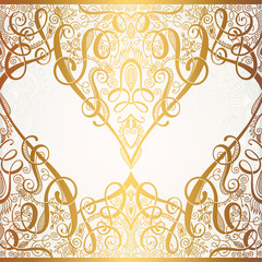 floral golden eastern decor with place for your text, paisley pa © Kara-Kotsya