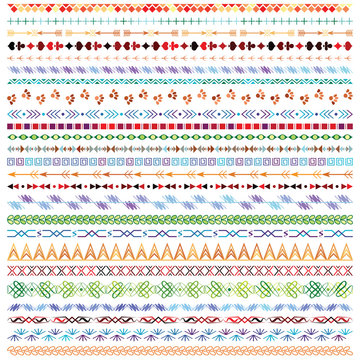 Collection Of Line Colorful Borders Bohemian Style