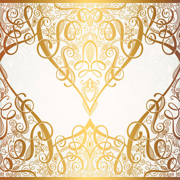 floral golden eastern decor with place for your text, paisley pa