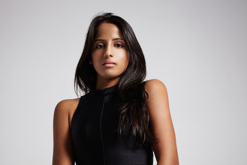 Fototapeta premium pretty woman with straight brunette hair