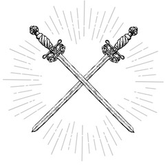 Vintage Crossed Long Swords - 124742213