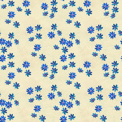 Seamless pattern with blue flowers