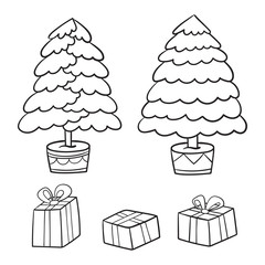 Christmas tree and presents collection.