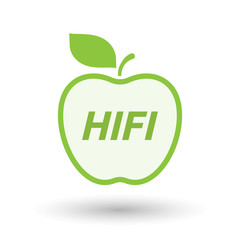 Isolated line art fresh apple fruit icon with    the text HIFI