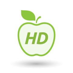 Isolated line art fresh apple fruit icon with    the text HD