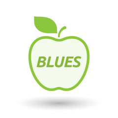 Isolated line art fresh apple fruit icon with    the text BLUES