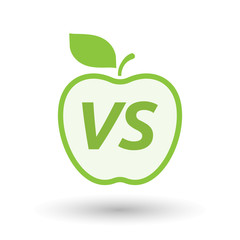 Isolated line art fresh apple fruit icon with    the text VS