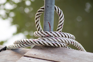 closeup rope near river